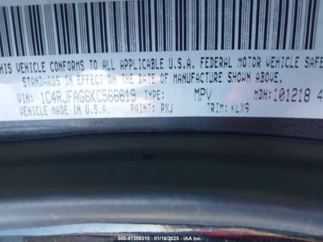 1C4RJFAG6KC566619 Jeep Grand Cherokee Altitude 4x4