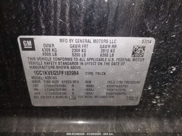 1GC1KVEG5FF183984 Chevrolet Silverado 2500hd Lt