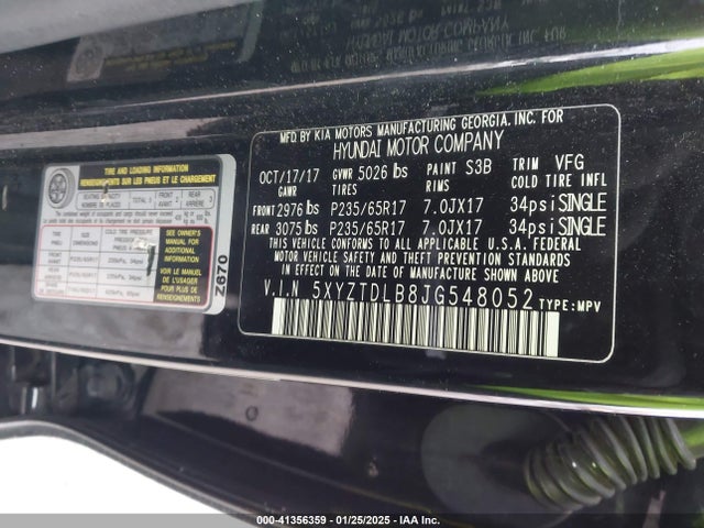 5XYZTDLB8JG548052 Hyundai Santa Fe Sport 2.4l