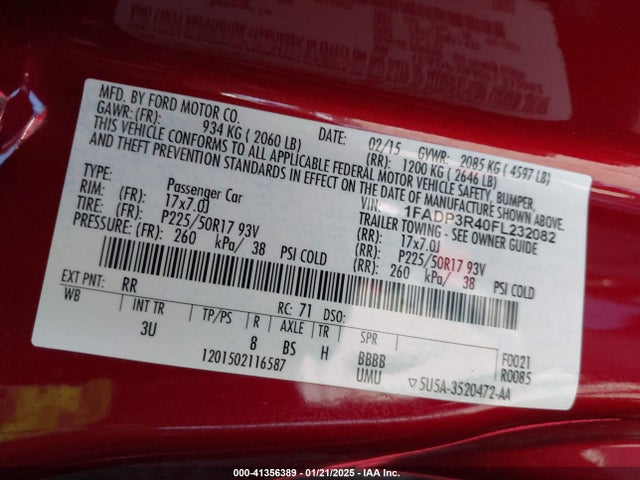 Ford FOCUS ELECTRIC 2015 1FADP3R40FL232082 Image 9