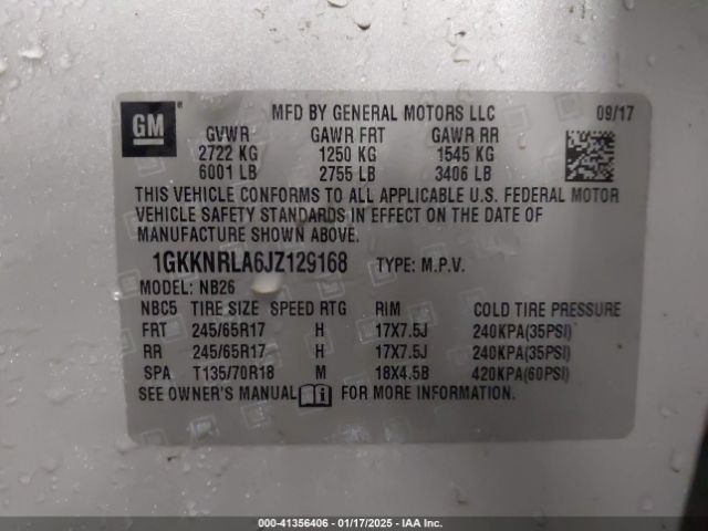 1GKKNRLA6JZ129168 GMC Acadia Sle-1
