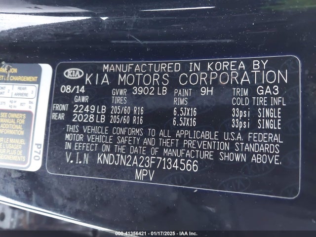 KIA Soul 2015 KNDJN2A23F7134566 Image 9