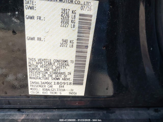Nissan Altima 2.5 S 2016 1N4AL3AP0GC180958 Image 9