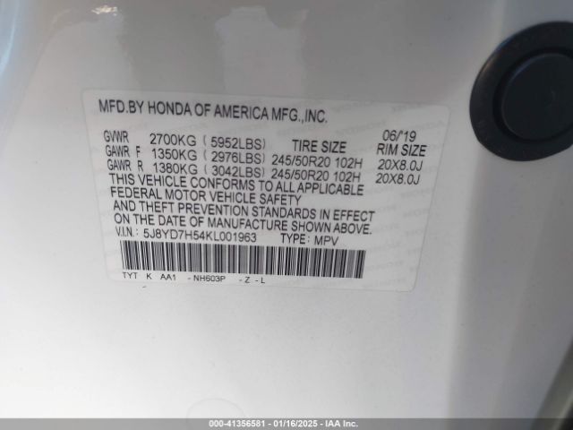 2019 ACURA MDX SPORT HYBRID 5J8YD7H54KL001963 Photo 8