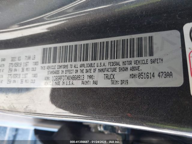 1C6SRFDTXKN860913 RAM 1500 Laramie  4x4 6'4 Box