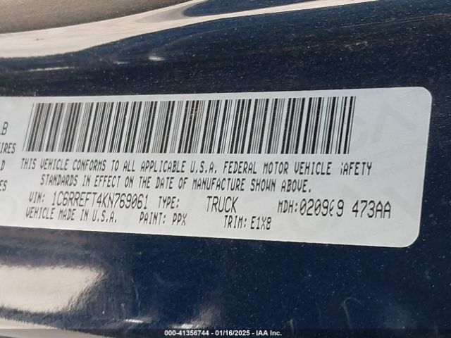 1C6RREFT4KN769061 RAM 1500 Big Horn/lone Star  4x2 5'7 Box
