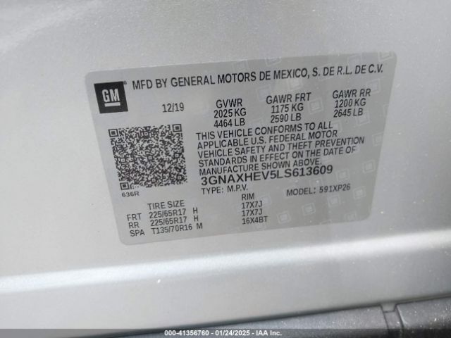 3GNAXHEV5LS613609 Chevrolet Equinox Fwd Ls