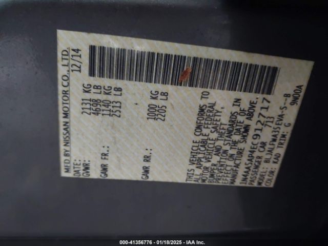 1N4AA5AP4EC912717 Nissan Maxima 3.5 Sv