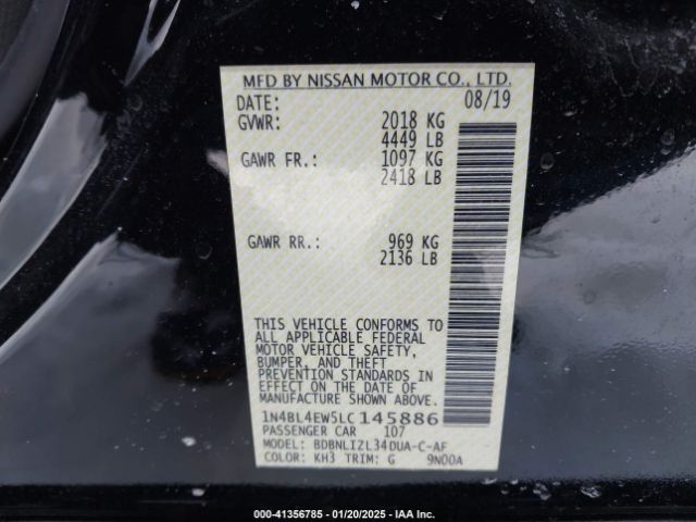 1N4BL4EW5LC145886 Nissan Altima Sl Intelligent Awd