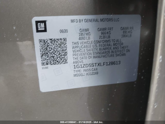 1G1ZD5STXLF128613 Chevrolet Malibu Fwd Lt