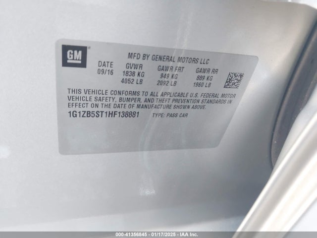 Chevrolet MALIBU LS 2017 1G1ZB5ST1HF138881 Image 9