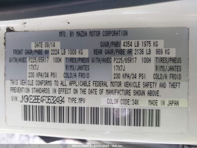 JM3KE2BE4F0532494 Mazda CX-5 SPORT