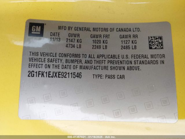 2G1FK1EJXE9211546 Chevrolet CAMARO 2SS