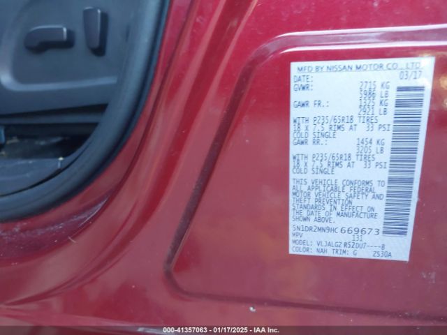 5N1DR2MN9HC669673 Nissan Pathfinder Sl