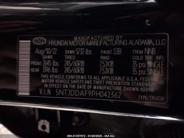 5NTJDDAF9PH042362 Hyundai Santa Cruz Sel Premium