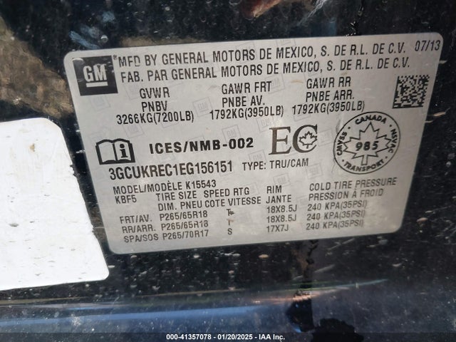 3GCUKREC1EG156151 Chevrolet Silverado 1500 1lt/2lt/lt