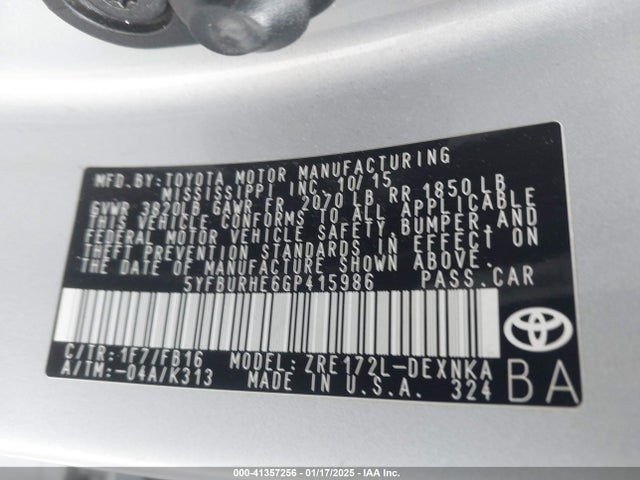 Toyota COROLLA LE 2016 5YFBURHE6GP415986 Image 9
