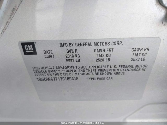 2007 CADILLAC STS 1G6DW677170180415 Photo 8