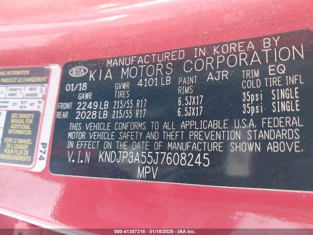 KIA SOUL + 2018 KNDJP3A55J7608245 Image 9