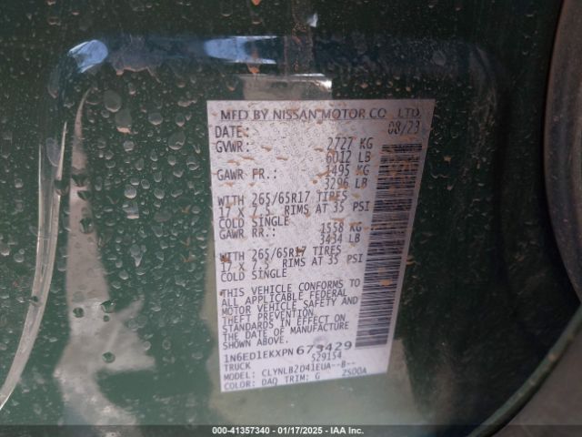1N6ED1EKXPN673429 Nissan Frontier Sv 4x4