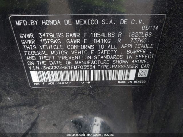 3HGGK5H81FM703534 Honda Fit Ex/ex-l