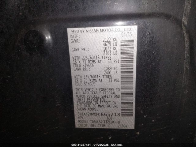 5N1AT2MVXFC865218 Nissan Rogue Sl