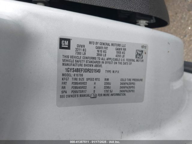 2013 CADILLAC ESCALADE 1GYS4BEF3DR201649 Photo 8