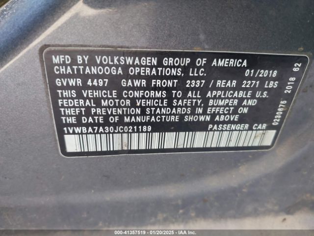 1VWBA7A30JC021189 Volkswagen 2.0 tsi