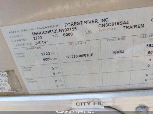 5NHUCN612LN103155 Forest River Other