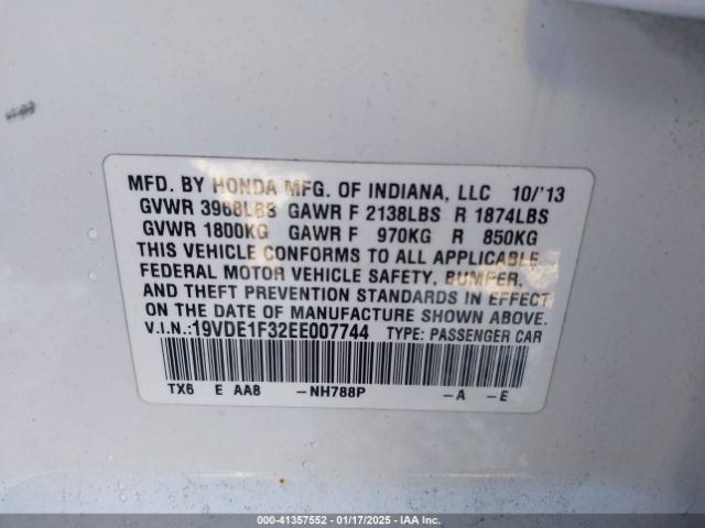 19VDE1F32EE007744 Acura Ilx 2.0l