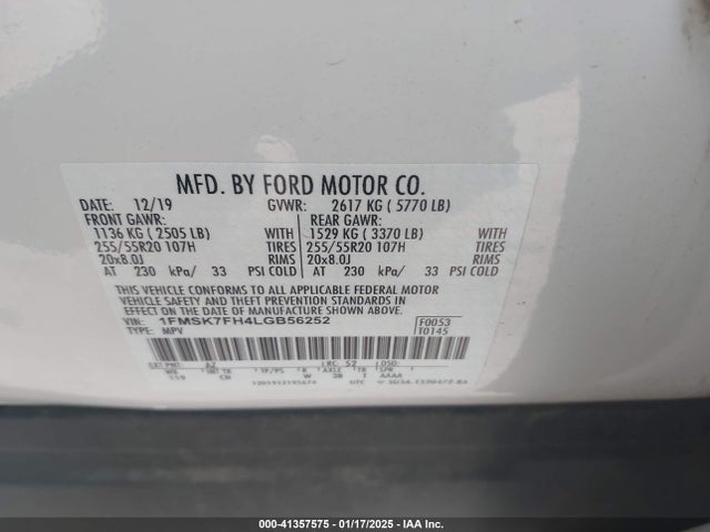 Ford Explorer Limited 2020 1FMSK7FH4LGB56252 Image 9