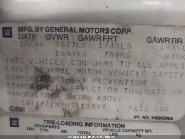 1987 CHEVROLET CORVETTE 1G1YY2182H5110597 Photo 8