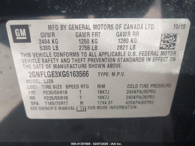 2GNFLGE3XG6163566 Chevrolet Equinox Ltz