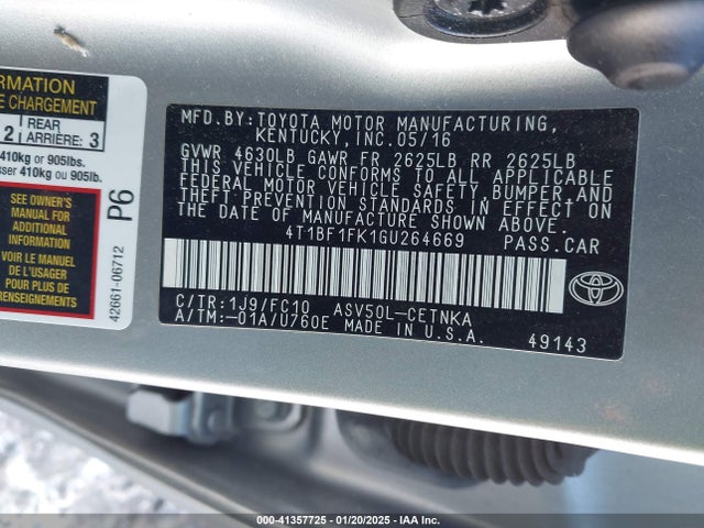 Toyota CAMRY LE 2016 4T1BF1FK1GU264669 Image 9