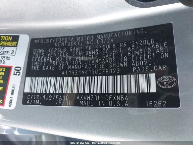 4T1H31AK1RU078823 Toyota Camry Hybrid Le