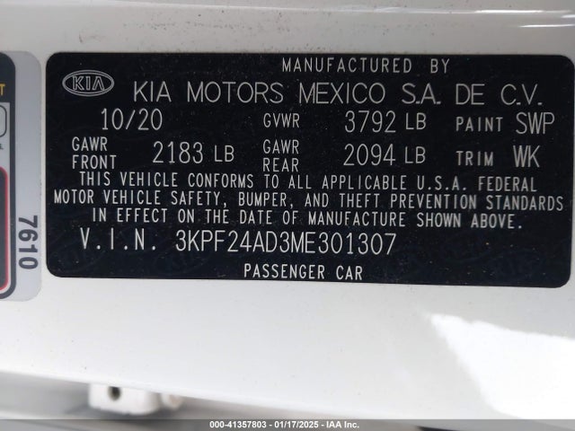KIA Forte Lxs 2021 3KPF24AD3ME301307 Image 9