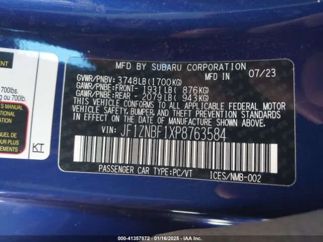 JF1ZNBF1XP8763584 Toyota Gr86 Premium