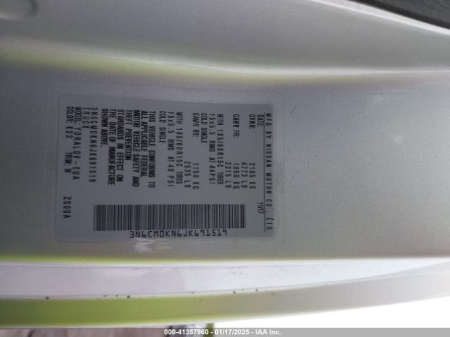 3N6CM0KN6JK691519 Nissan Nv200 S