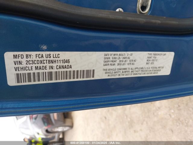 2022 DODGE CHARGER 2C3CDXCT8NH111046 Photo 8