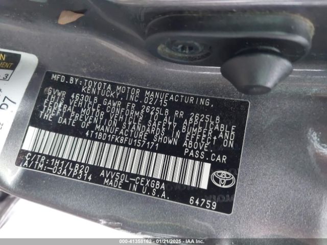 4T1BD1FK8FU157171 Toyota Camry Hybrid Xle