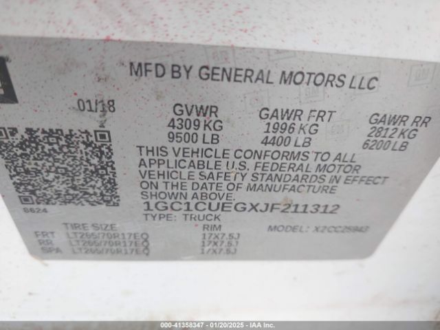 1GC1CUEGXJF211312 Chevrolet Silverado 2500hd Wt