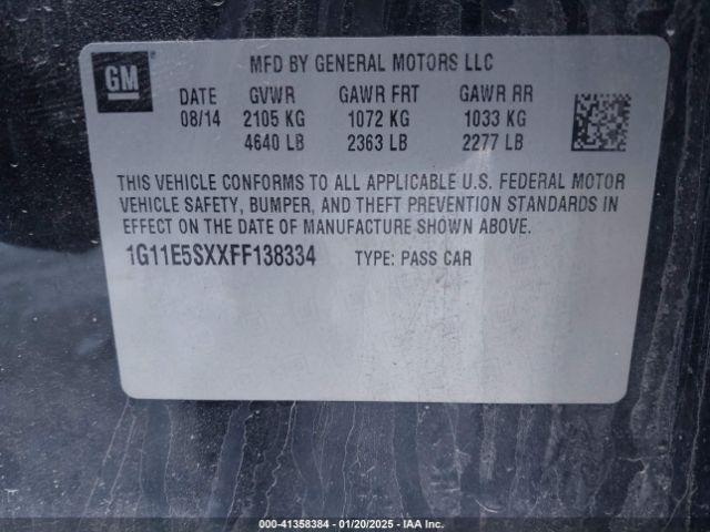 1G11E5SXXFF138334 Chevrolet Malibu 3lt