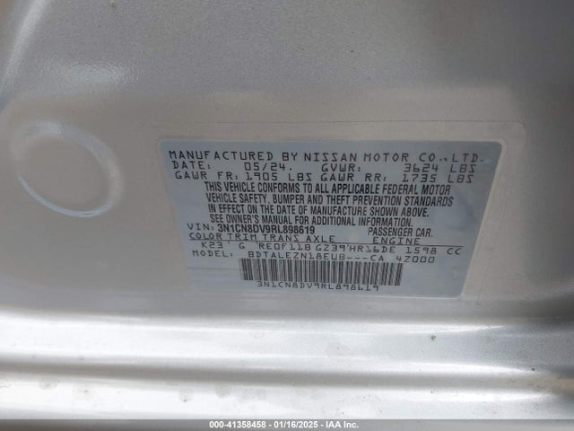 Nissan Versa 1.6 S 2024 3N1CN8DV9RL898619 Image 9