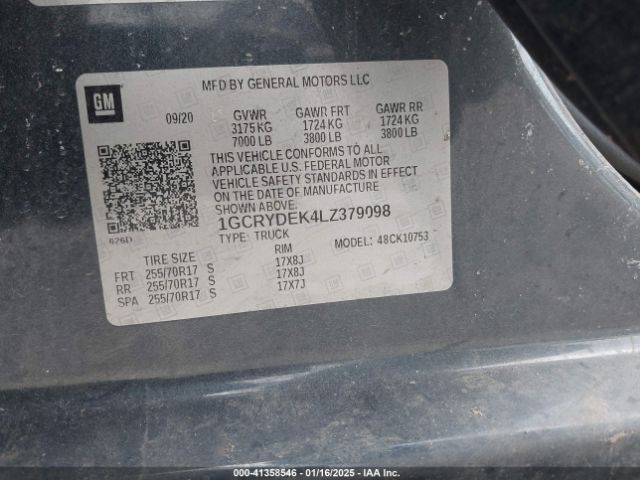 1GCRYDEK4LZ379098 Chevrolet Silverado 1500 4wd Double Cab Standard Bed Lt