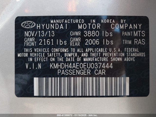 Hyundai Elantra Se (ulsan Plant) 2014 KMHDH4AE0EU037444 Image 9