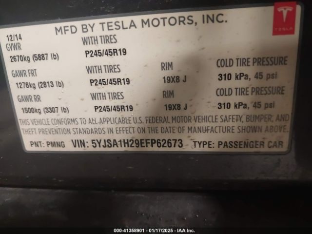 5YJSA1H29EFP62673 Tesla Model S P85d