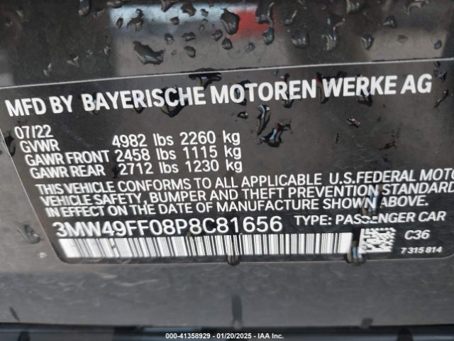 3MW49FF08P8C81656 BMW 3 Series M340i Xdrive