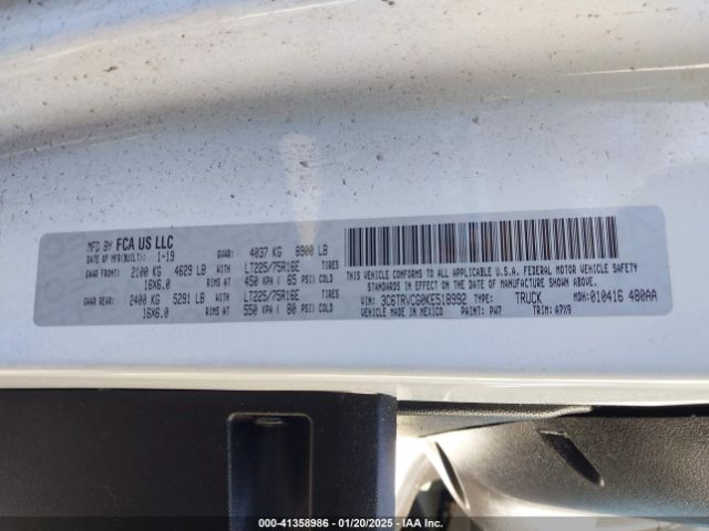 3C6TRVCG0KE518992 RAM Promaster 2500 High Roof 136 Wb