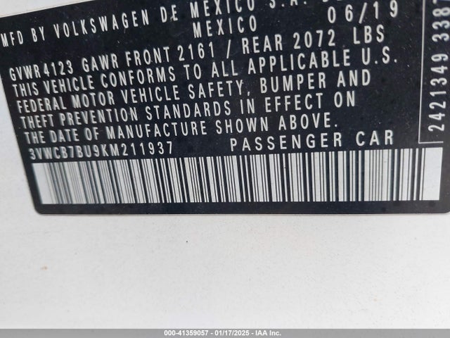 3VWCB7BU9KM211937 Volkswagen Jetta 1.4t R-line/1.4t S/1.4t Se