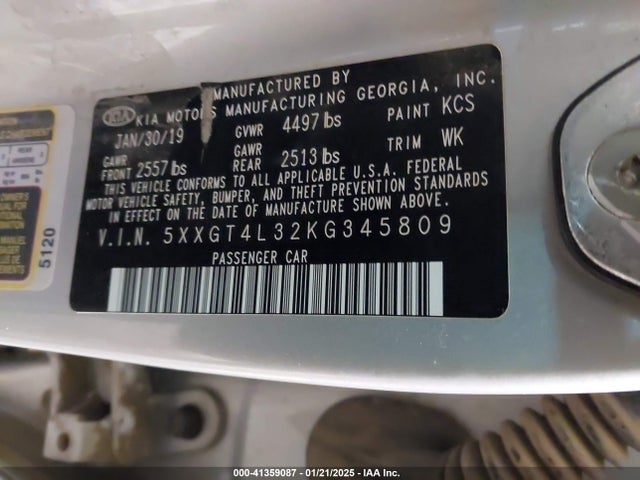 5XXGT4L32KG345809 KIA Optima Lx